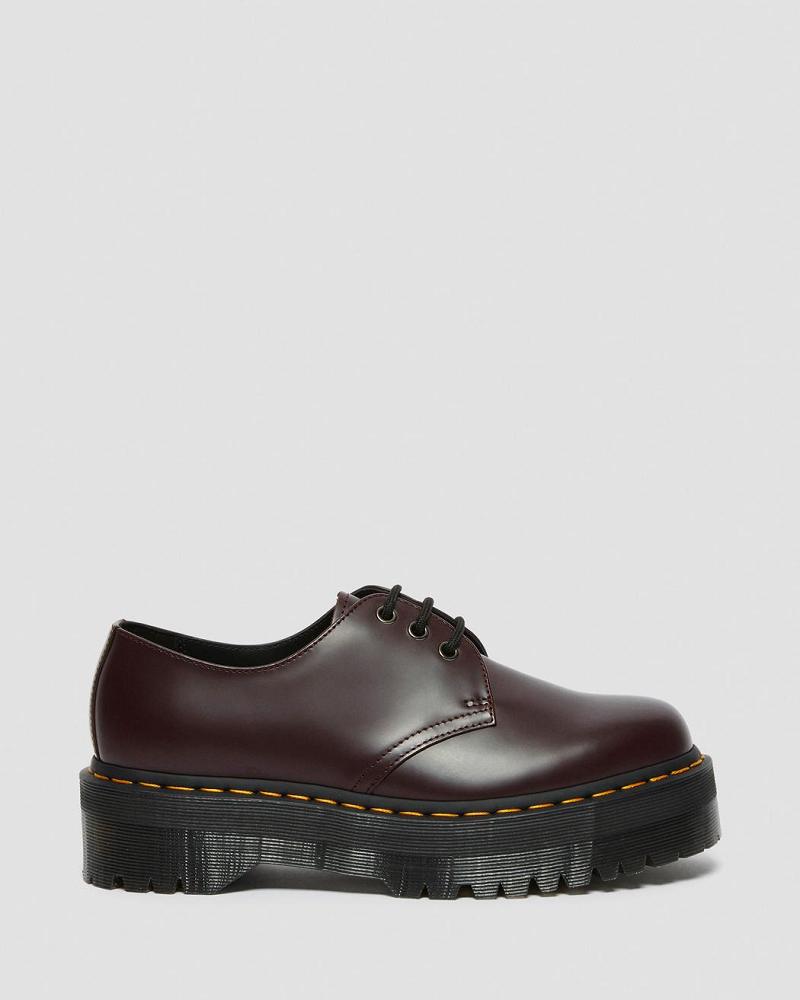 Burgundy Men's Dr Martens 1461 Smooth Leather Platform Shoes | CA 622GSO